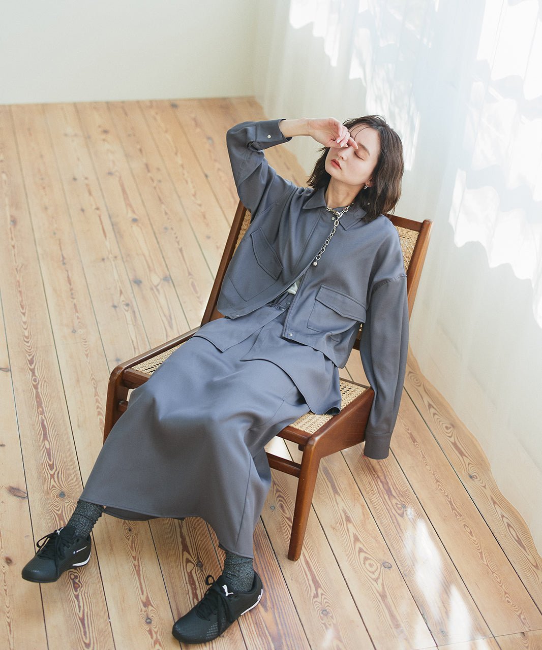 アドティエ ad thie 【2025SS新作】ルーズクロップドブルゾン （オフホワイト） オフホワイト