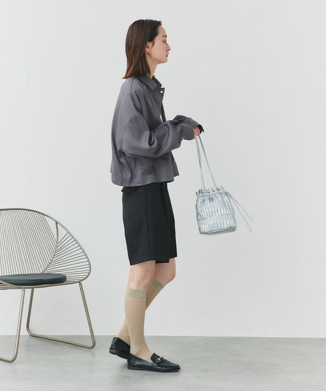 アドティエ ad thie 【2025SS新作】ルーズクロップドブルゾン （オフホワイト） オフホワイト