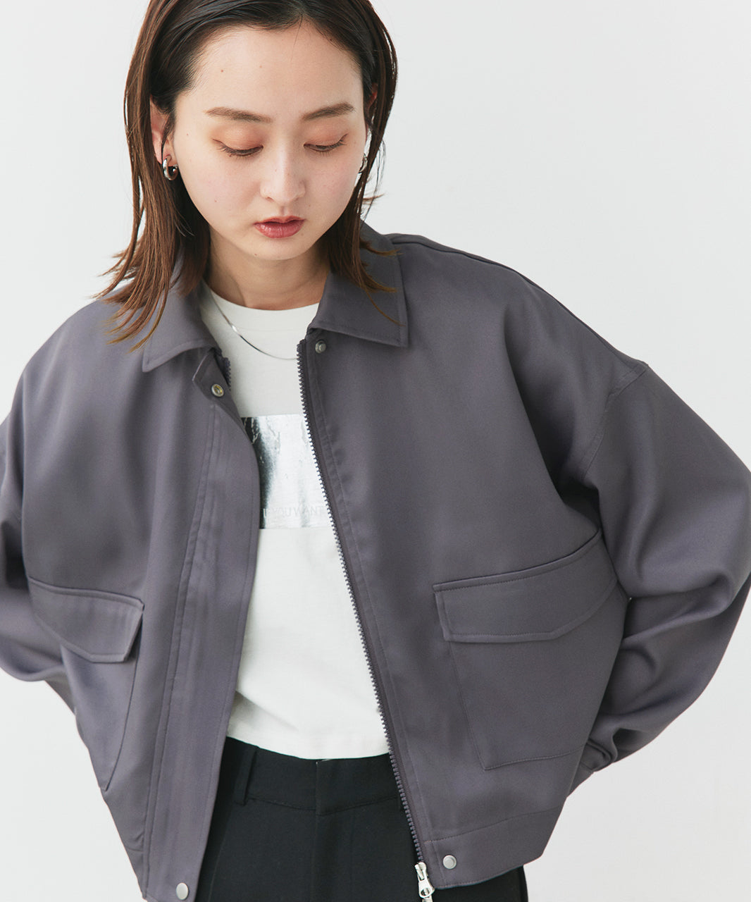 アドティエ ad thie 【2025SS新作】ルーズクロップドブルゾン （オフホワイト） オフホワイト