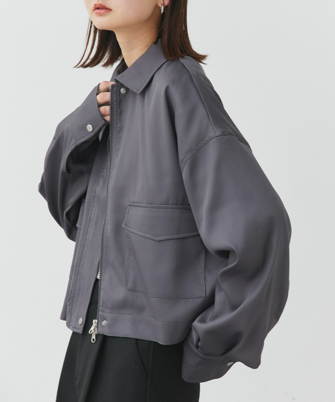 アドティエ ad thie 【2025SS新作】ルーズクロップドブルゾン （オフホワイト） オフホワイト