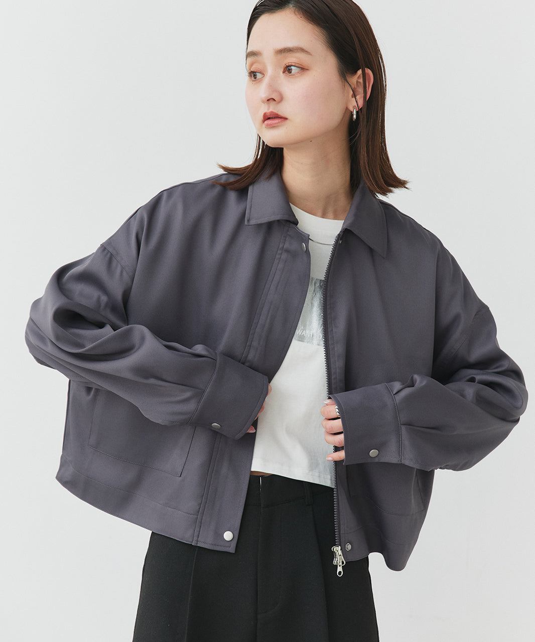 アドティエ ad thie 【2025SS新作】ルーズクロップドブルゾン （オフホワイト） オフホワイト