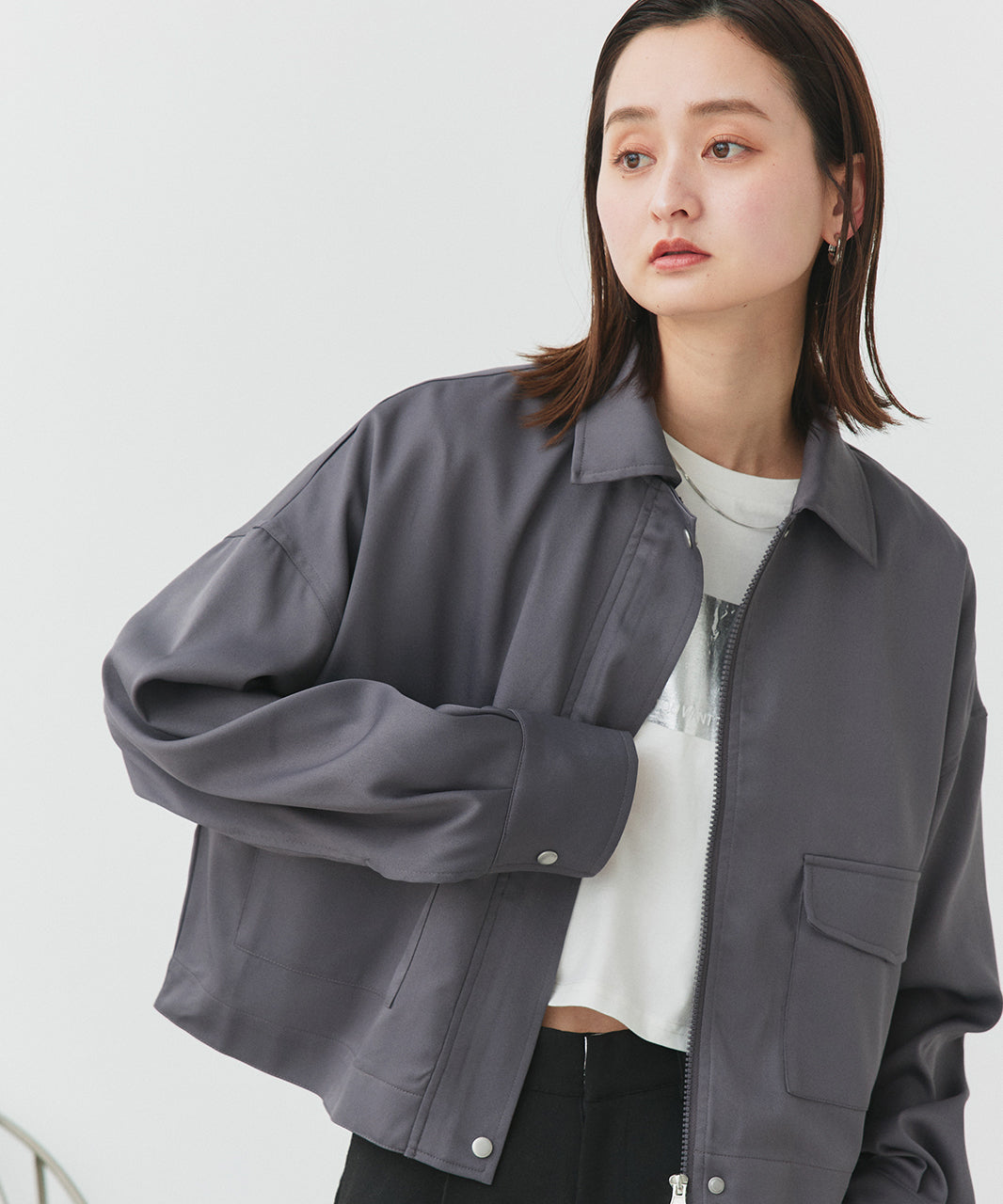 アドティエ ad thie 【2025SS新作】ルーズクロップドブルゾン （オフホワイト） オフホワイト