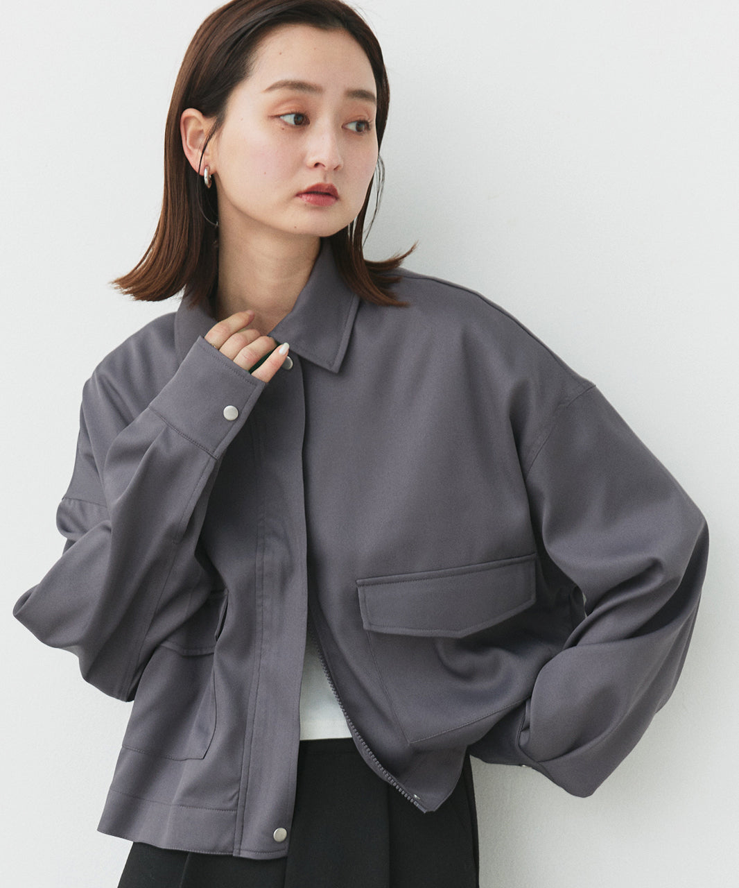 アドティエ ad thie 【2025SS新作】ルーズクロップドブルゾン （オフホワイト） オフホワイト