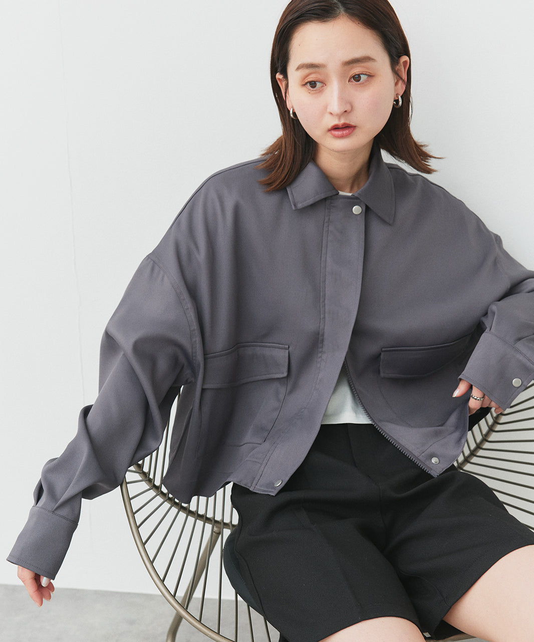 アドティエ ad thie 【2025SS新作】ルーズクロップドブルゾン （オフホワイト） オフホワイト