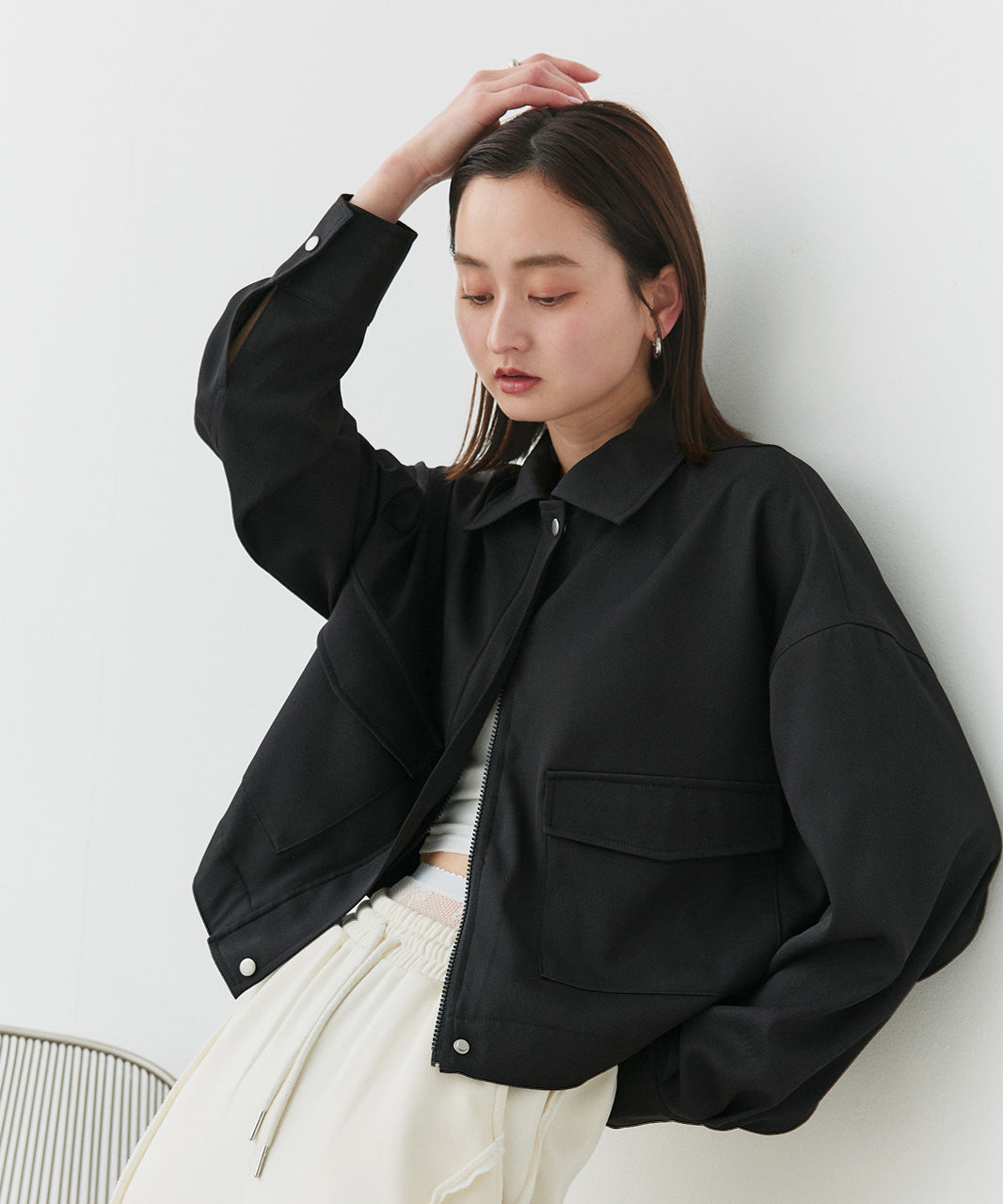 アドティエ ad thie 【2025SS新作】ルーズクロップドブルゾン （オフホワイト） オフホワイト