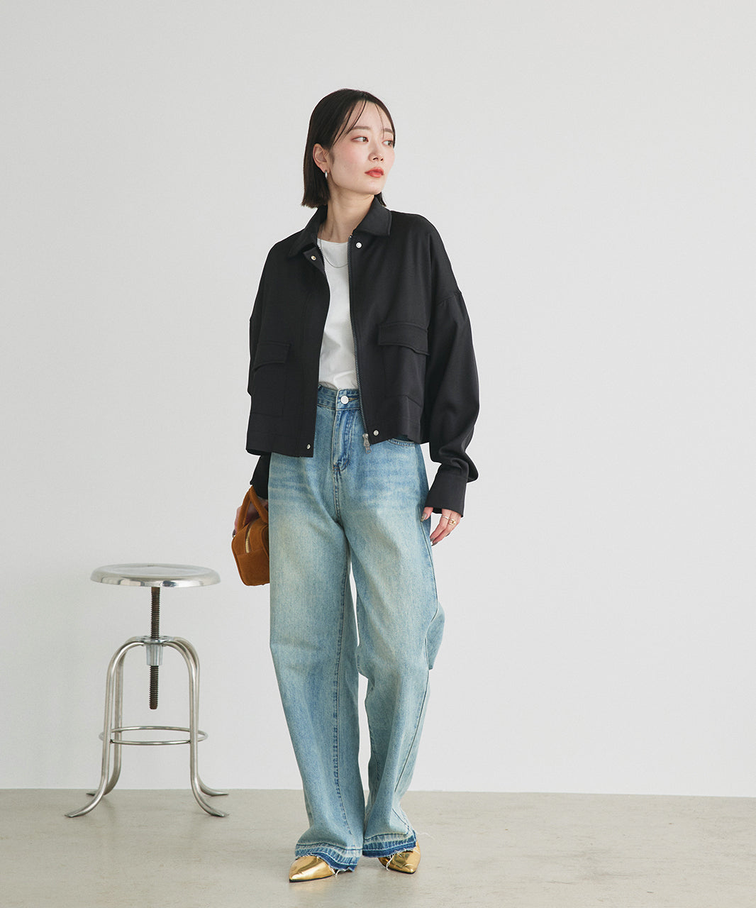 アドティエ ad thie 【2025SS新作】ルーズクロップドブルゾン （オフホワイト） オフホワイト