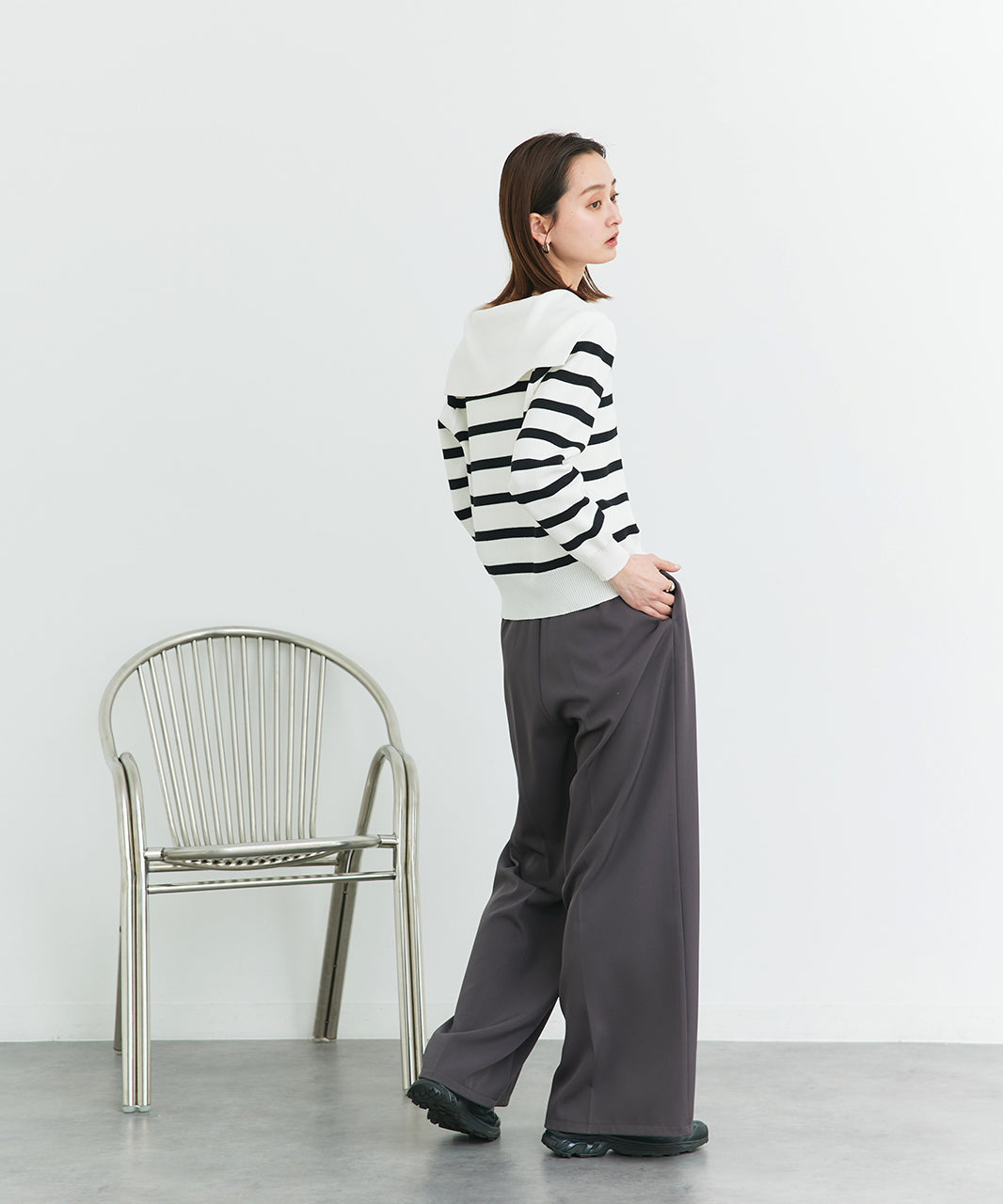 アドティエ ad thie 【2025SS新作】セーラーカラーダブルジップニットカーディガン （OTH3） OTH3