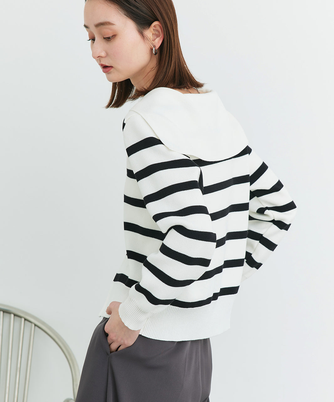 アドティエ ad thie 【2025SS新作】セーラーカラーダブルジップニットカーディガン （OTH3） OTH3