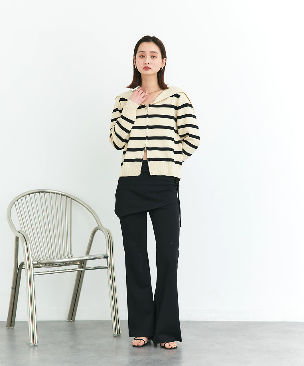 アドティエ ad thie 【2025SS新作】セーラーカラーダブルジップニットカーディガン （OTH3） OTH3