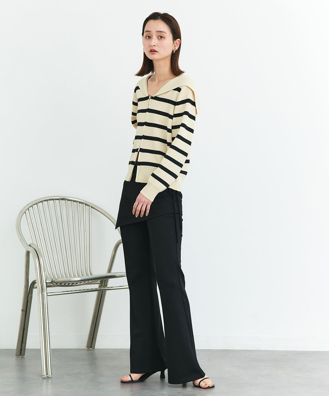 アドティエ ad thie 【2025SS新作】セーラーカラーダブルジップニットカーディガン （OTH3） OTH3