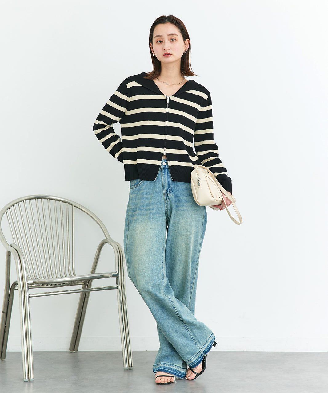 アドティエ ad thie 【2025SS新作】セーラーカラーダブルジップニットカーディガン （OTH3） OTH3