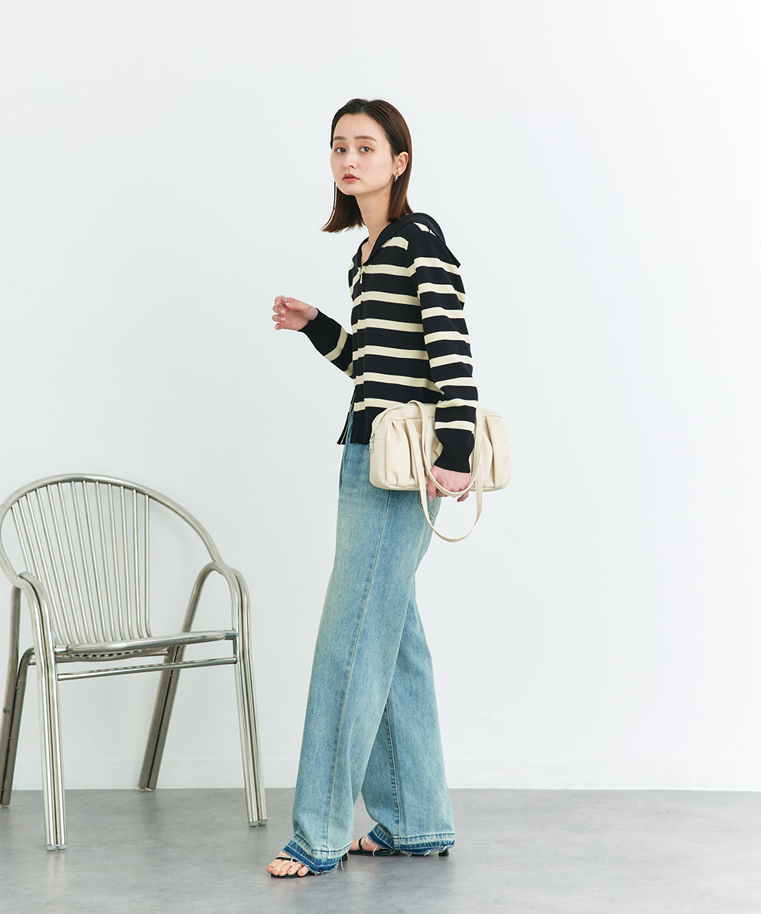 アドティエ ad thie 【2025SS新作】セーラーカラーダブルジップニットカーディガン （OTH3） OTH3