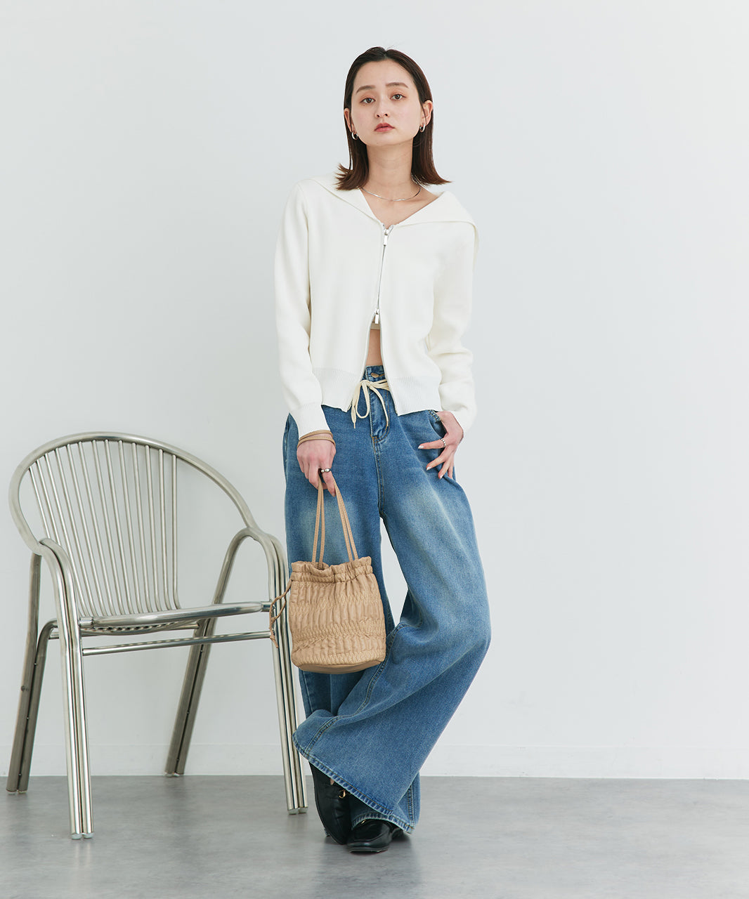 アドティエ ad thie 【2025SS新作】セーラーカラーダブルジップニットカーディガン （OTH3） OTH3