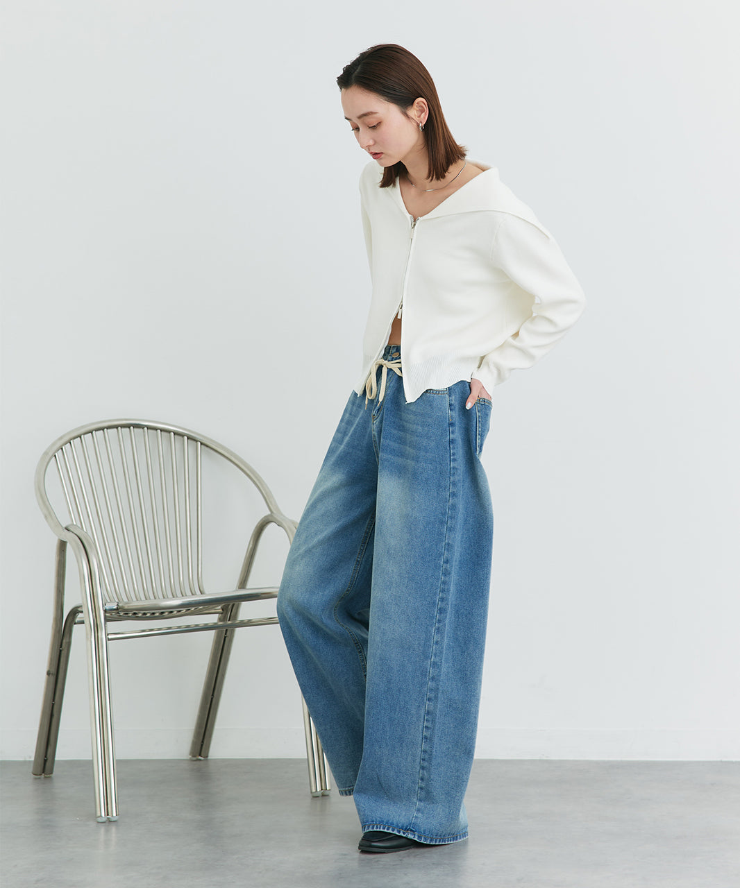 アドティエ ad thie 【2025SS新作】セーラーカラーダブルジップニットカーディガン （OTH3） OTH3