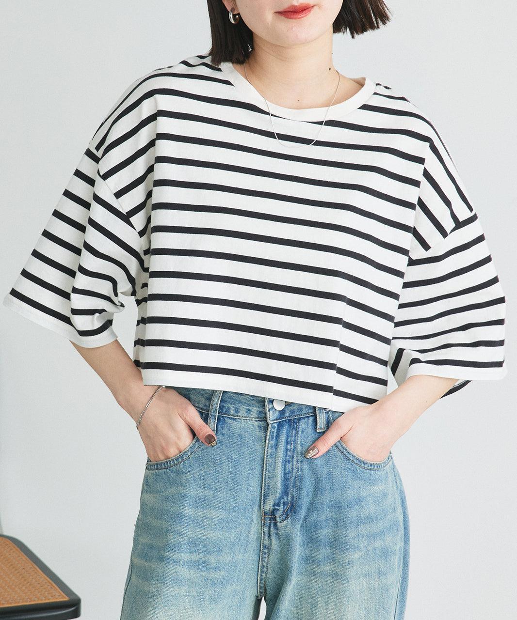 アドティエ ad thie 【2025SS新作】ベーシックショート丈Tシャツ （ブラック） ブラック