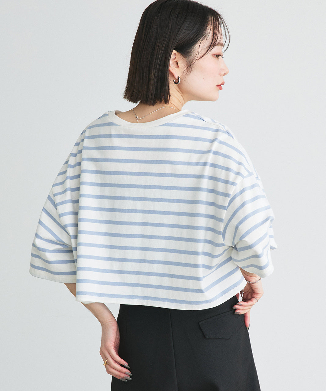 アドティエ ad thie 【2025SS新作】ベーシックショート丈Tシャツ （ブラック） ブラック