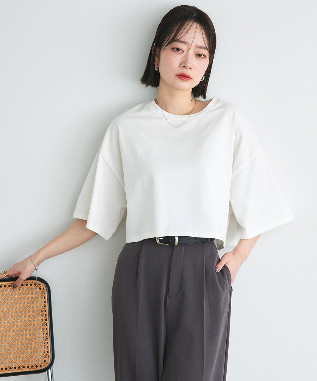 アドティエ ad thie 【2025SS新作】ベーシックショート丈Tシャツ （ブラック） ブラック