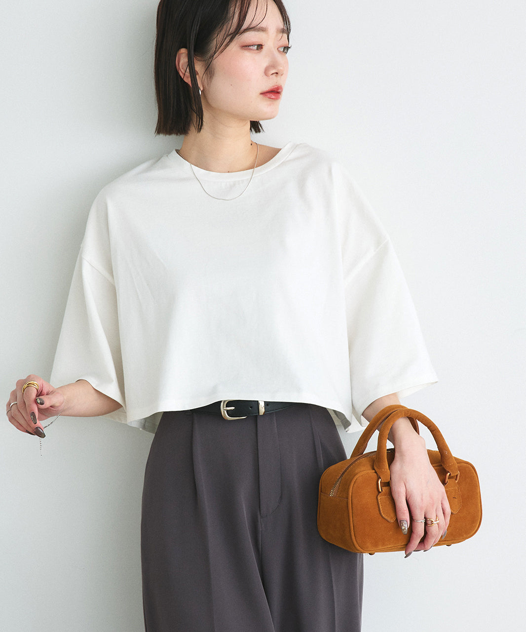 アドティエ ad thie 【2025SS新作】ベーシックショート丈Tシャツ （オフホワイト） オフホワイト