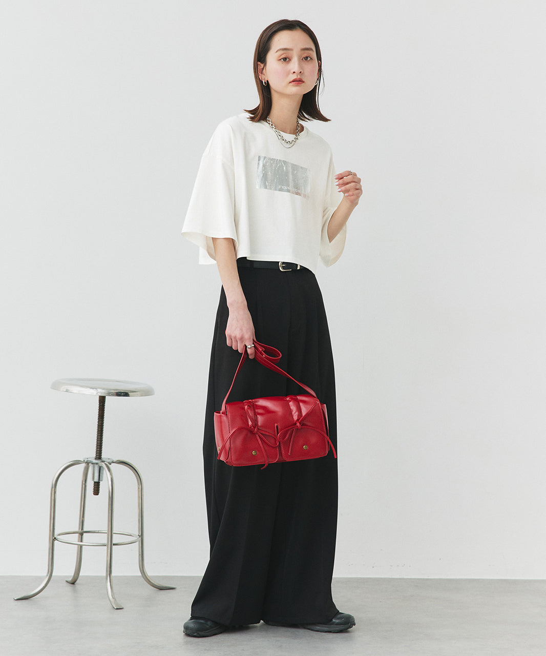 アドティエ ad thie 【2025SS新作】ヴィンテージライク箔プリントTシャツ （ブラック） ブラック