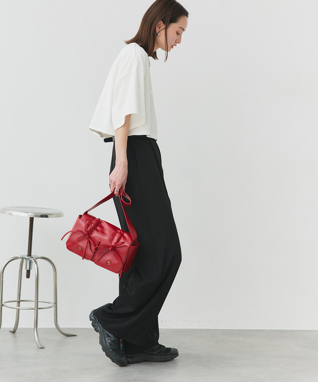 アドティエ ad thie 【2025SS新作】ヴィンテージライク箔プリントTシャツ （ブラック） ブラック