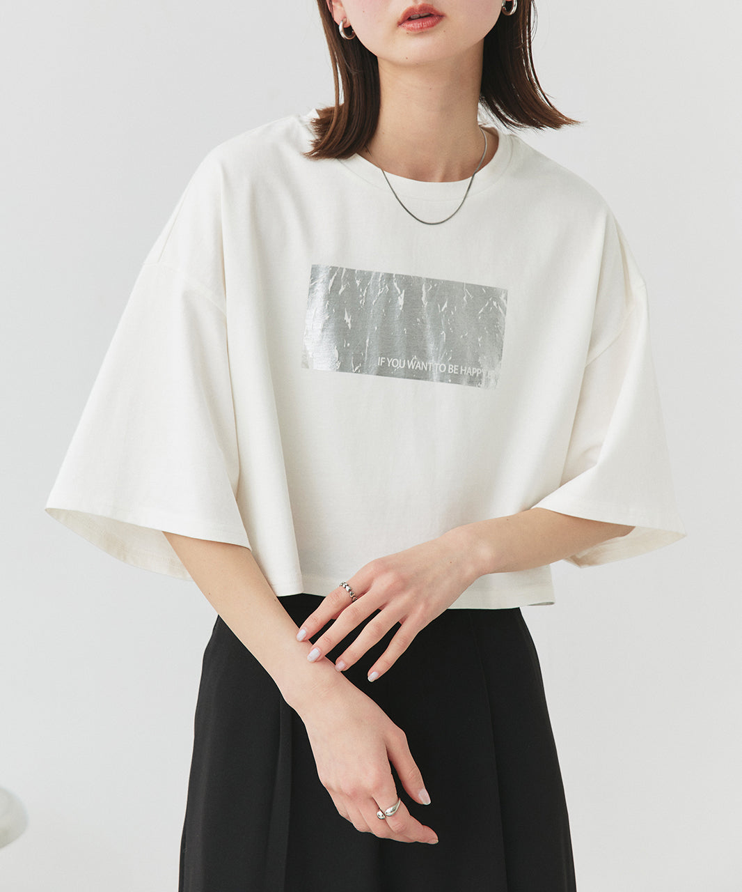 アドティエ ad thie 【2025SS新作】ヴィンテージライク箔プリントTシャツ （ブラック） ブラック