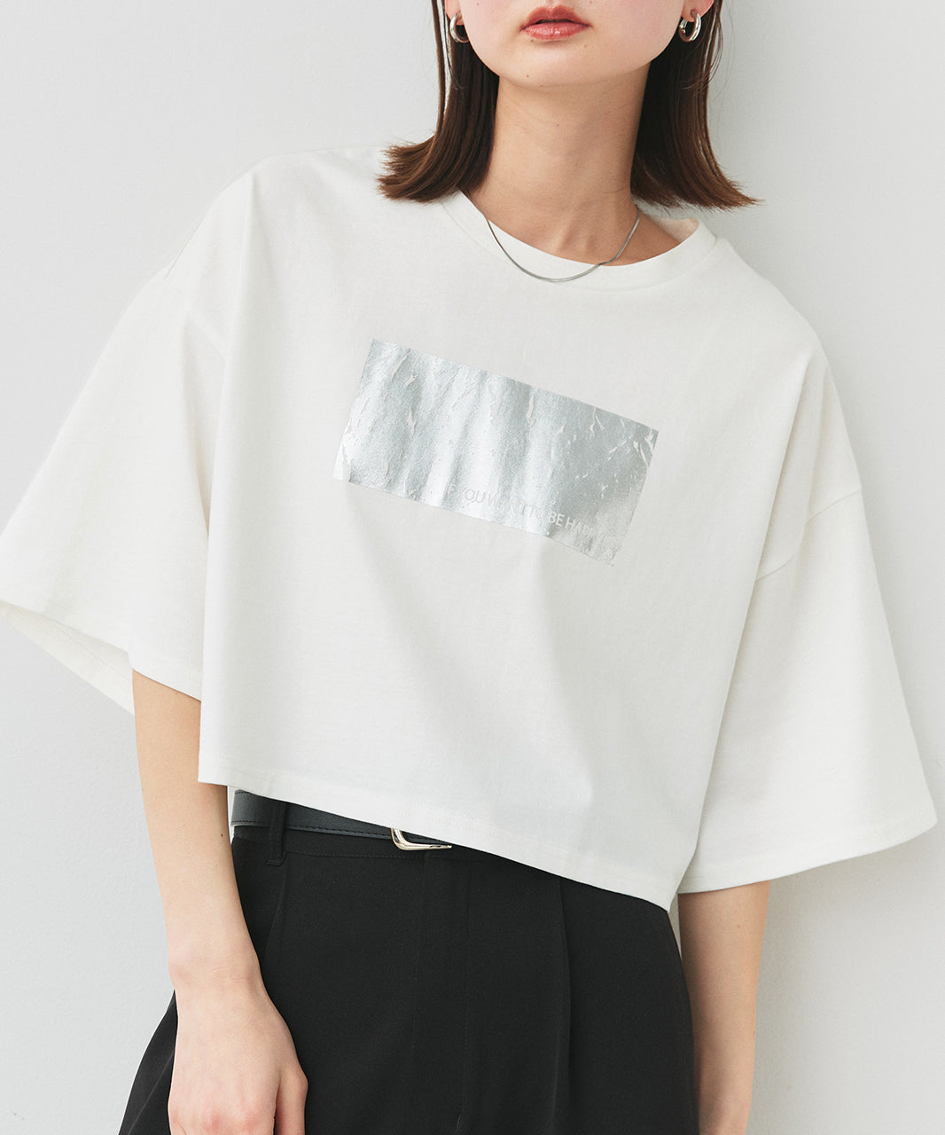 アドティエ ad thie 【2025SS新作】ヴィンテージライク箔プリントTシャツ （ブラック） ブラック