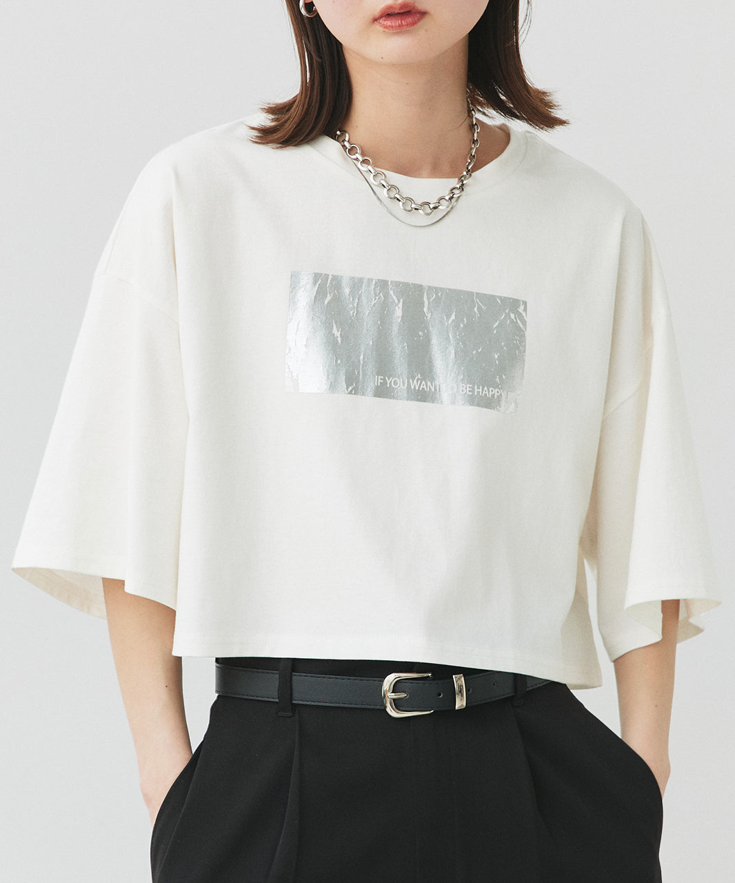 アドティエ ad thie 【2025SS新作】ヴィンテージライク箔プリントTシャツ （オフホワイト） オフホワイト