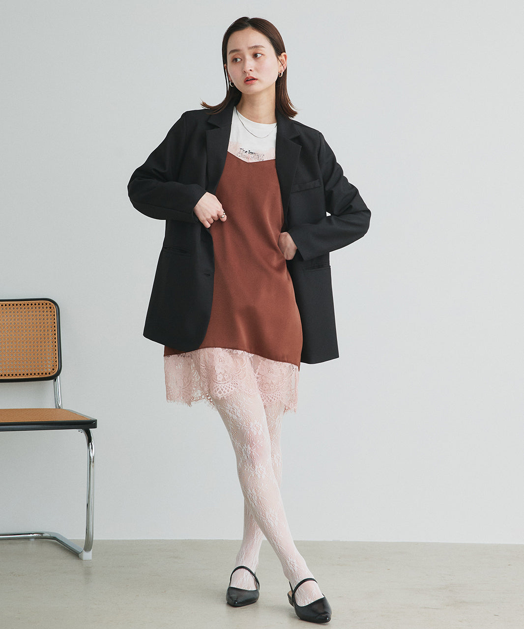 アドティエ ad thie 【2025SS新作】ロゴ刺繍フレンチスリーブTシャツ （オフホワイト） オフホワイト