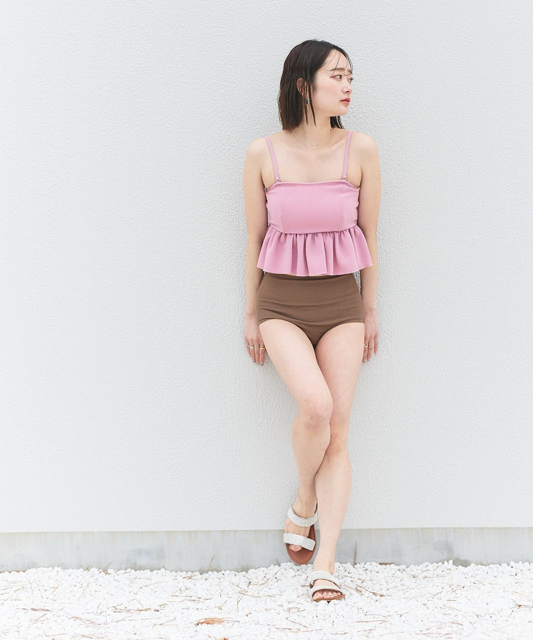 アドティエ ad thie 【2025SS新作】ジャガードペプラムキャミソール スイムウェア【返品不可商品】 （ブラック） ブラック