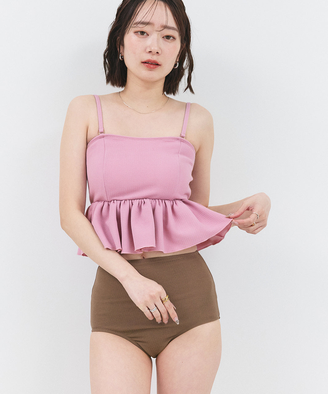 アドティエ ad thie 【2025SS新作】ジャガードペプラムキャミソール スイムウェア【返品不可商品】 （ブラック） ブラック