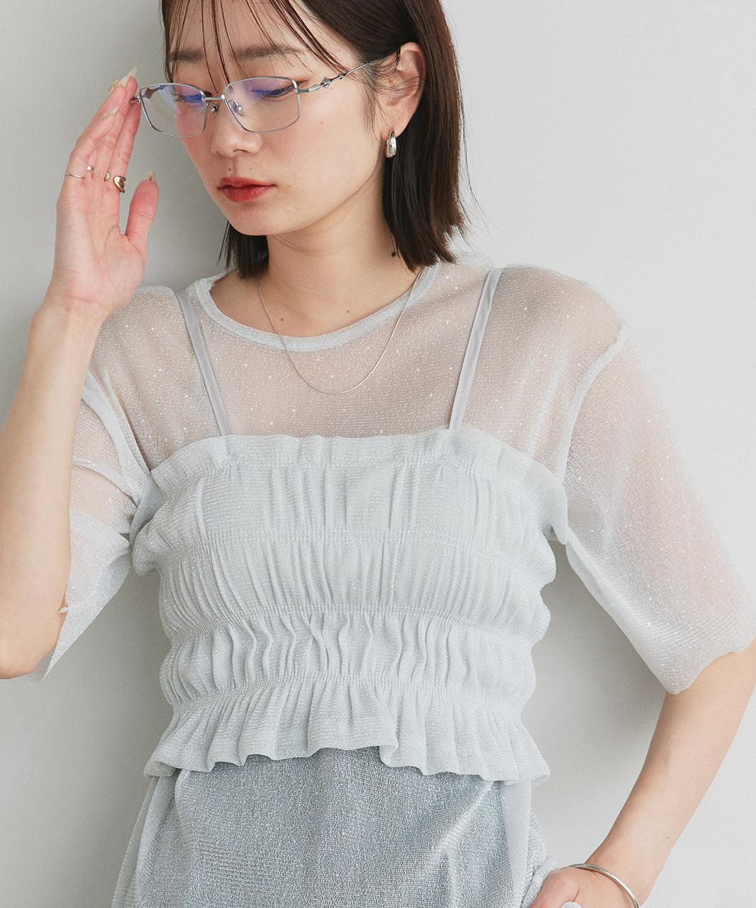 アドティエ ad thie 【2025SS新作】ビスチェレイヤード ラメカットソー （オフホワイト） オフホワイト