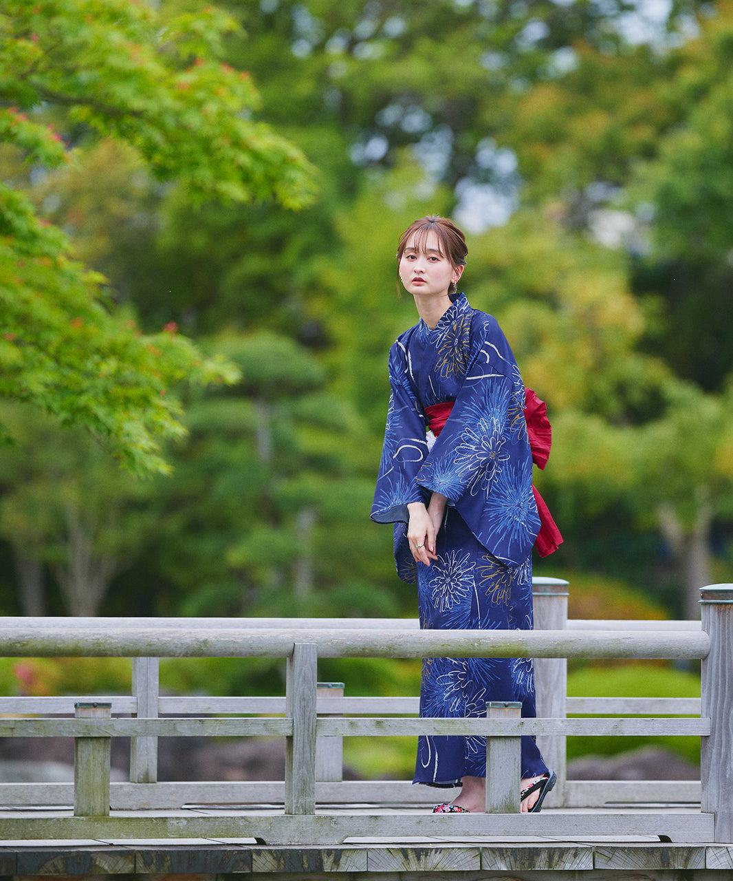 アドティエ ad thie 【2025SS新作】3点セット 花火柄セパレート2WAY浴衣セット （アイボリー） アイボリー