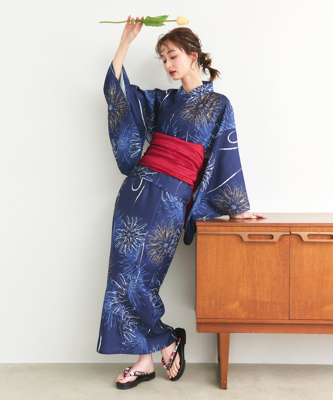 アドティエ ad thie 【2025SS新作】3点セット 花火柄セパレート2WAY浴衣セット （アイボリー） アイボリー