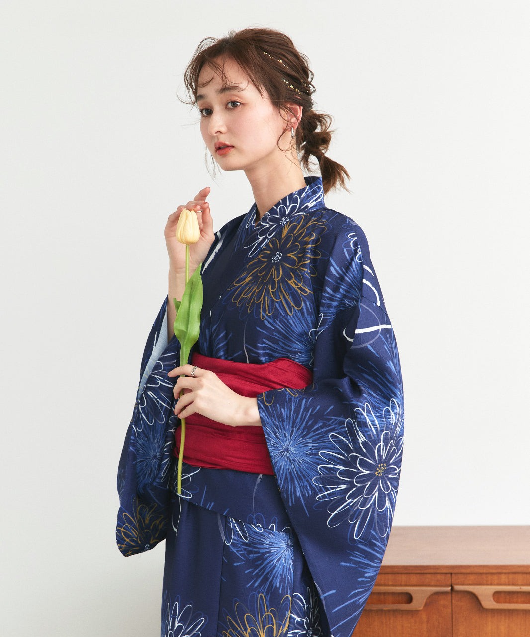 アドティエ ad thie 【2025SS新作】3点セット 花火柄セパレート2WAY浴衣セット （アイボリー） アイボリー