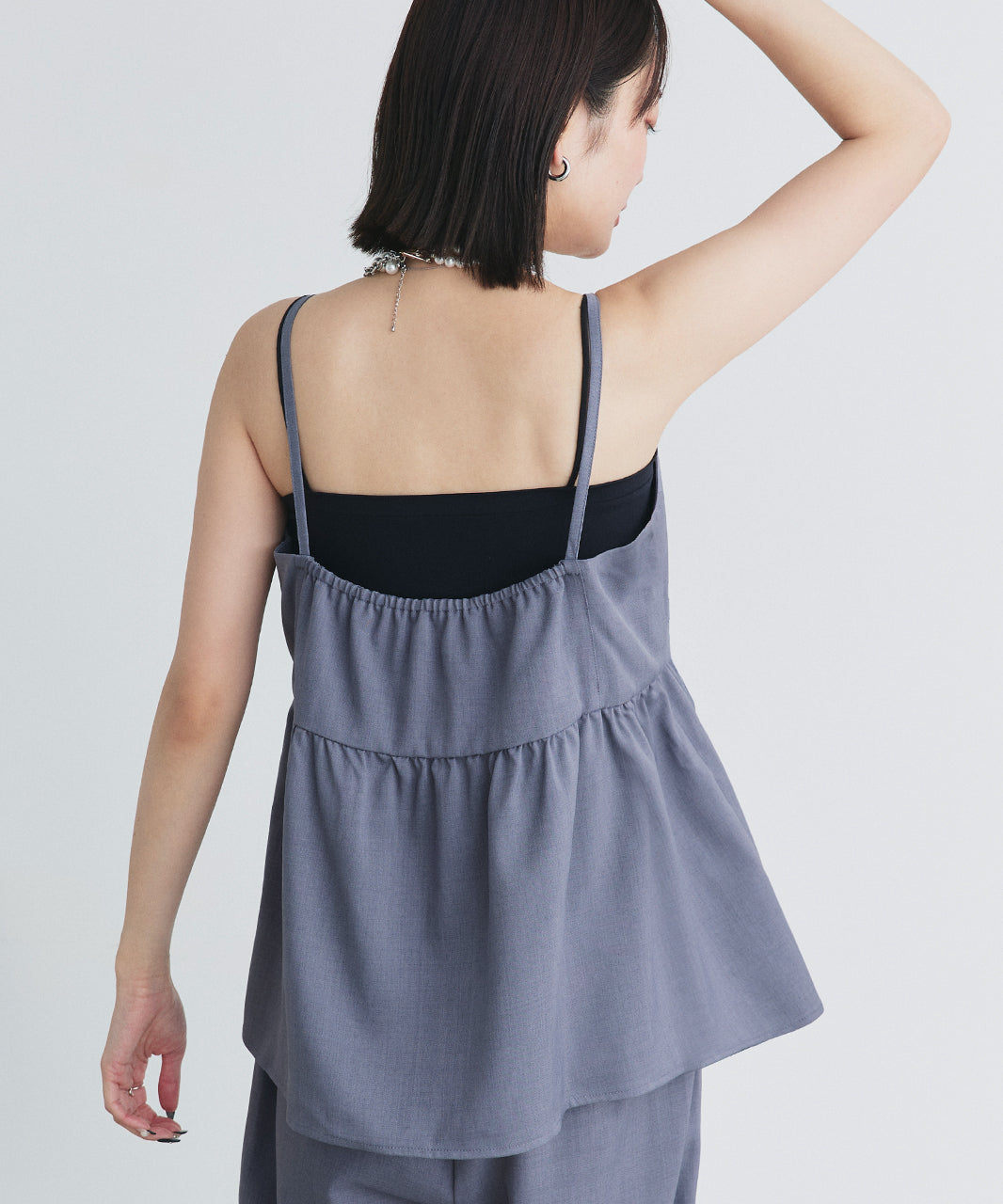 アドティエ ad thie 【2025SS新作】ペプラムキャミソール ロングパンツ セットアップ （チャコール） チャコール