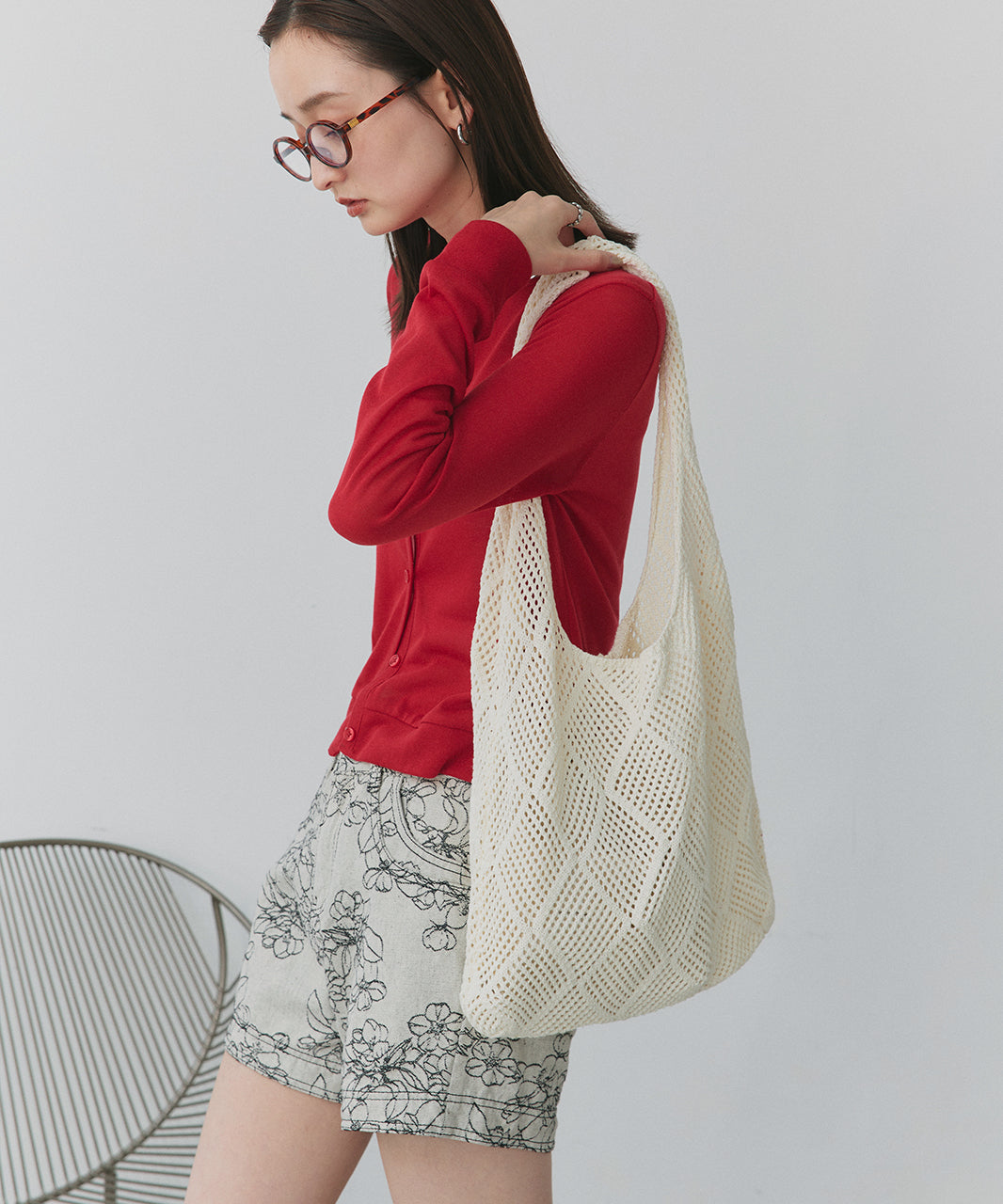 アドティエ ad thie ニットトートバッグ （レッド） レッド