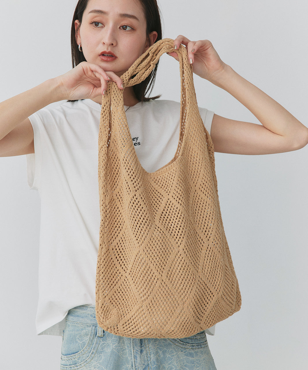アドティエ ad thie ニットトートバッグ （レッド） レッド