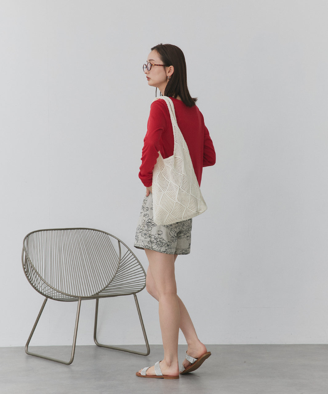 アドティエ ad thie ニットトートバッグ （アイボリー） オフホワイト