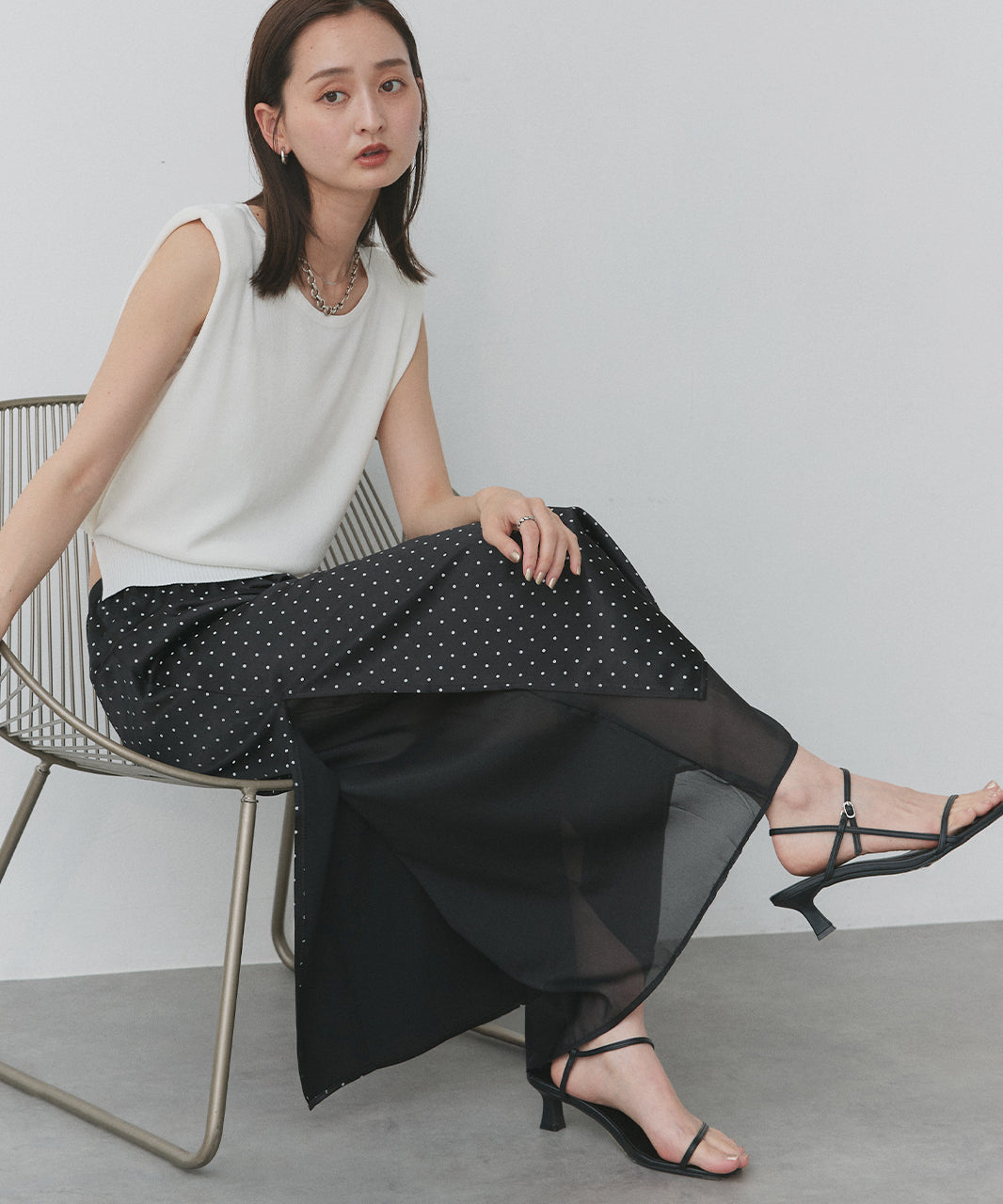 アドティエ ad thie ドットロングスカート （ブラック） ブラック