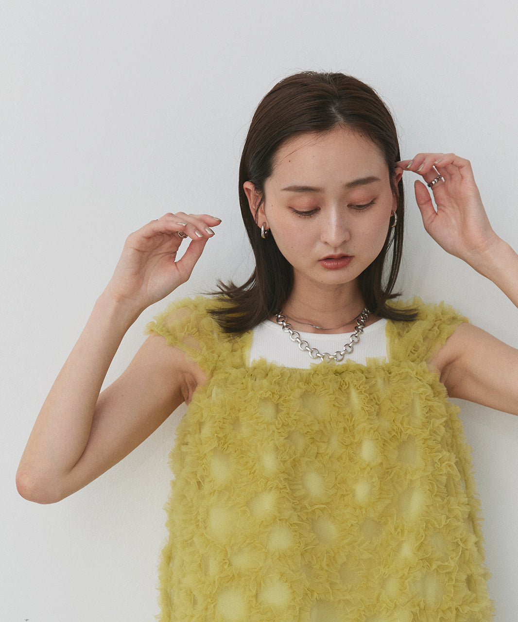 アドティエ ad thie ふわパフノースリブラウス （アイボリー） オフホワイト