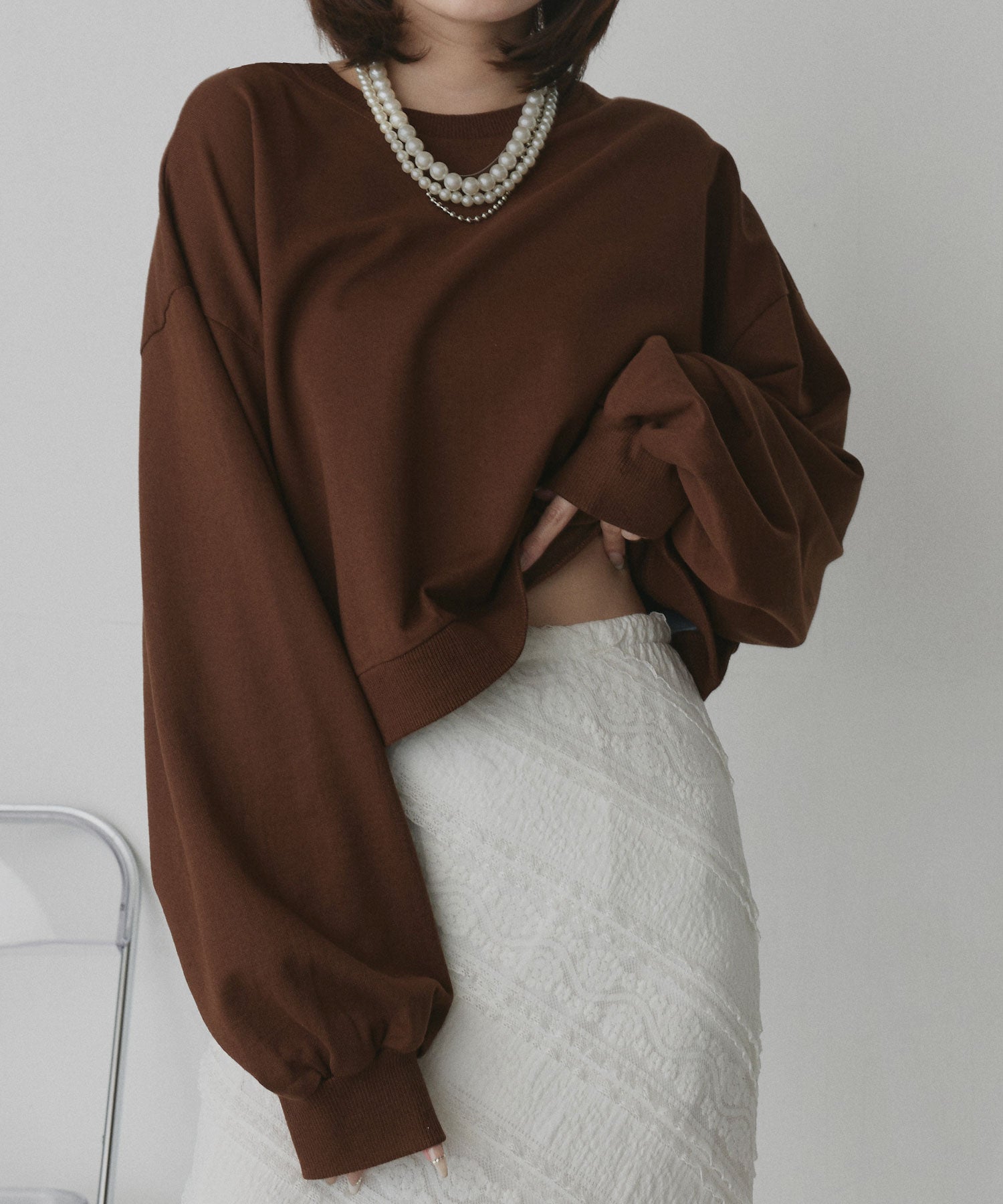 アドティエ ad thieショート丈スウェットプルオーバー （ブラウン） ブラウン