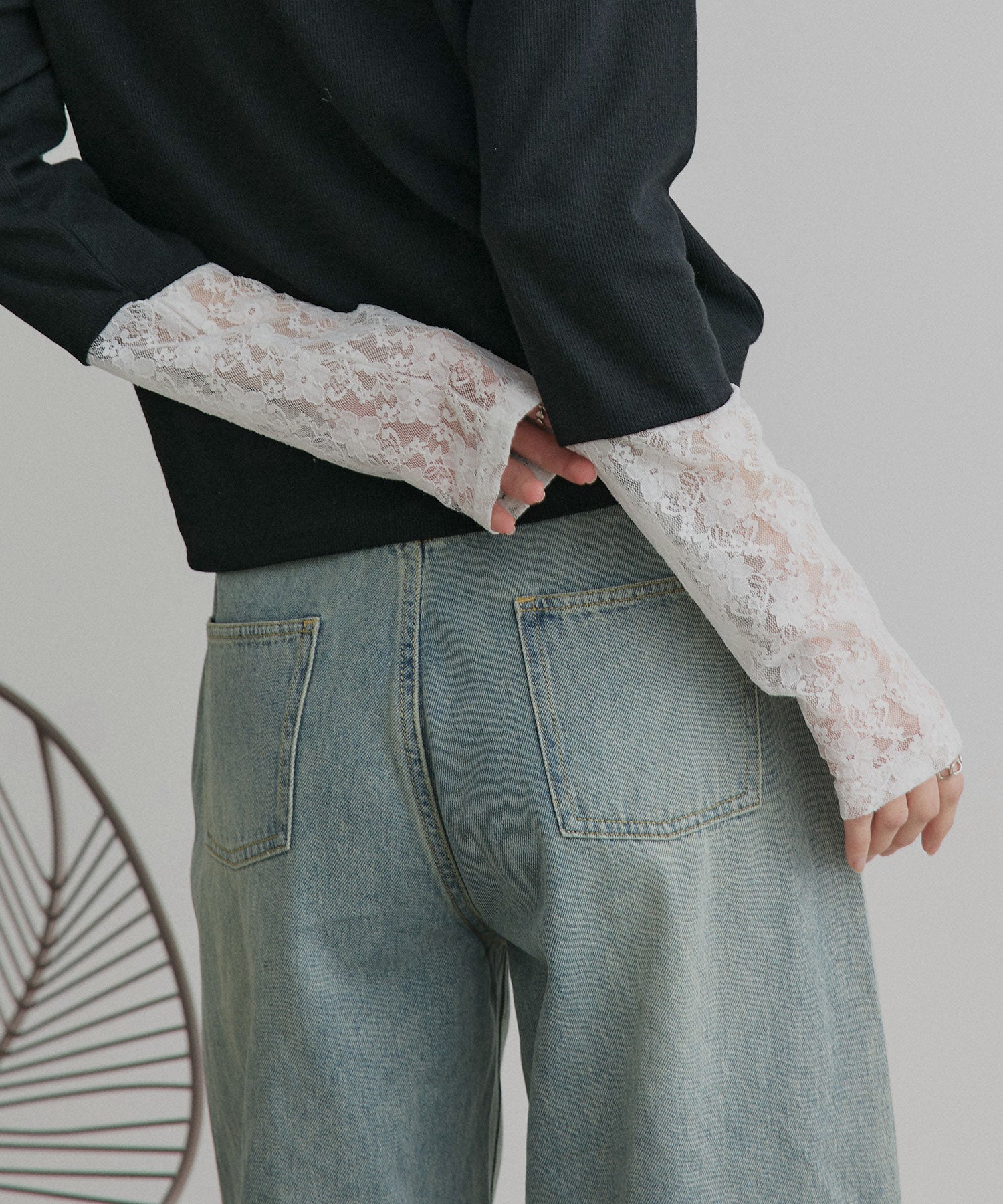 アドティエ ad thie 【2025AW新作】袖切替ラメシアー レースアソートトップス （ブラウン×ラメシアー） ブラウン×ラメシアー