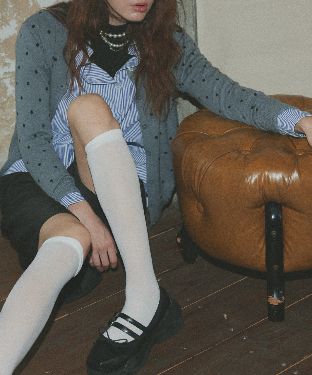 アドティエ ad thie 【2025AW新作】ポルカドットニットカーディガン （グレー） グレー