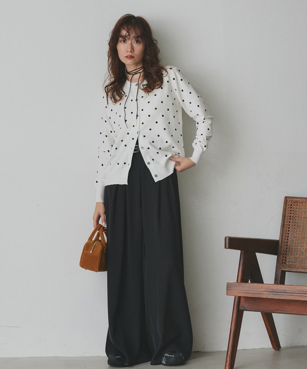 アドティエ ad thie 【2025AW新作】ポルカドットニットカーディガン （グレー） グレー