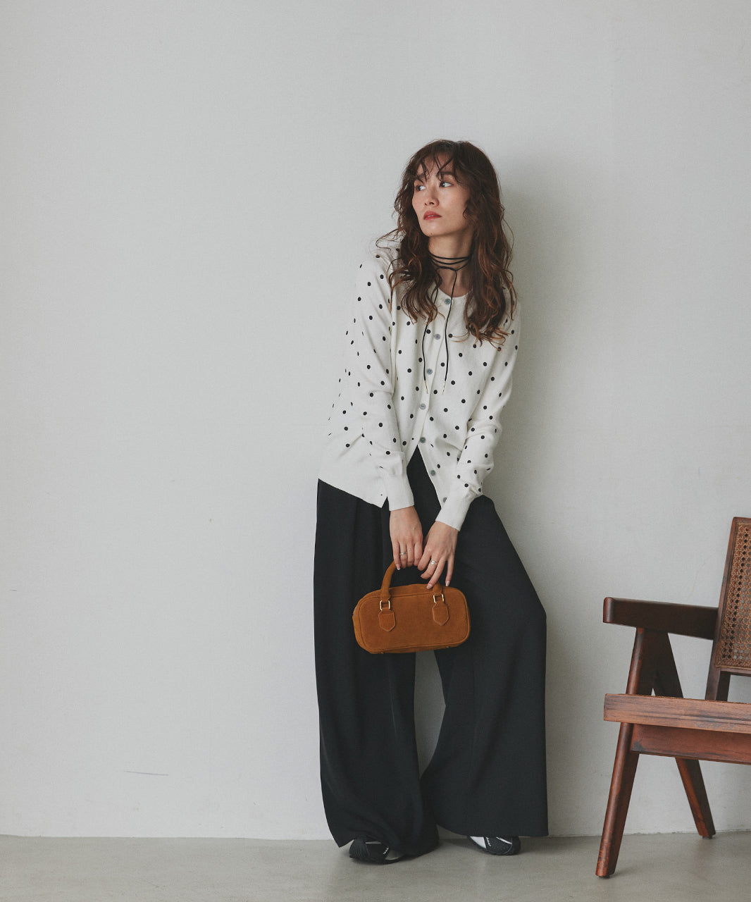 アドティエ ad thie 【2025AW新作】ポルカドットニットカーディガン （グレー） グレー