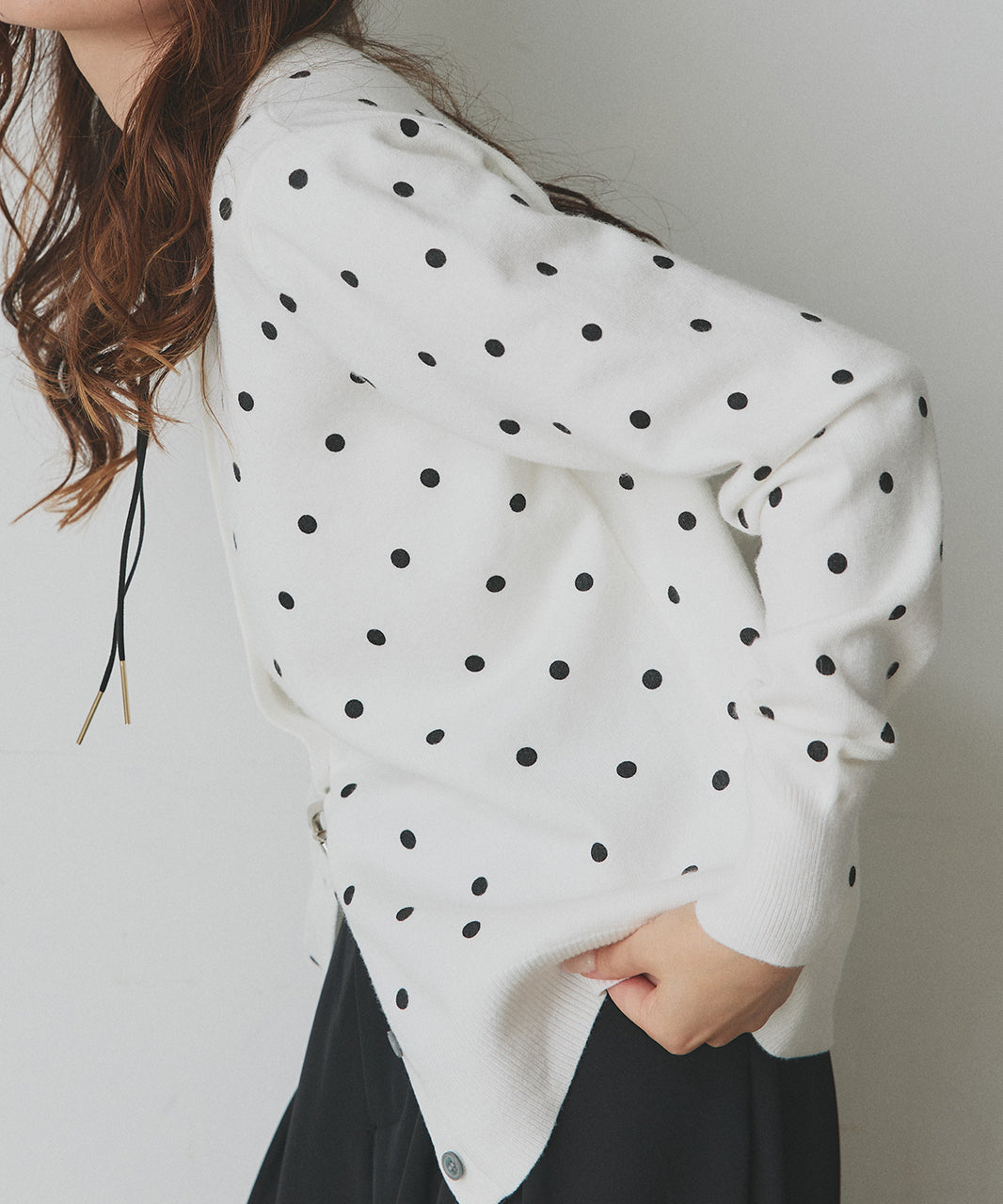 アドティエ ad thie 【2025AW新作】ポルカドットニットカーディガン （グレー） グレー