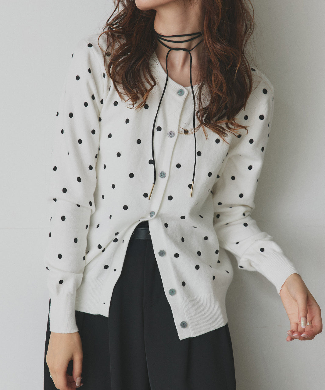 アドティエ ad thie 【2025AW新作】ポルカドットニットカーディガン （グレー） グレー