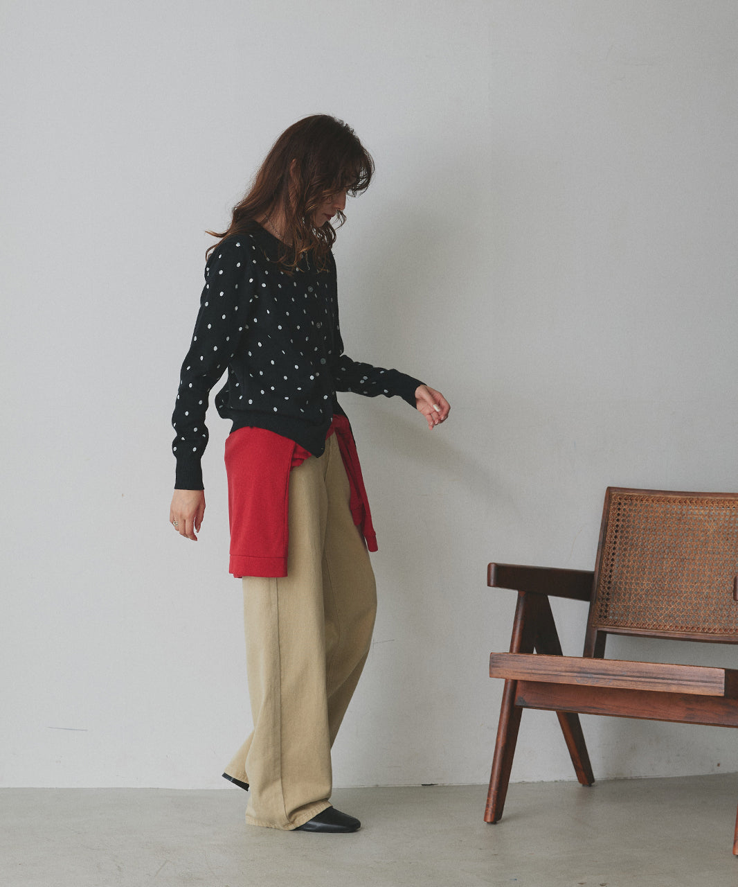 アドティエ ad thie 【2025AW新作】ポルカドットニットカーディガン （グレー） グレー