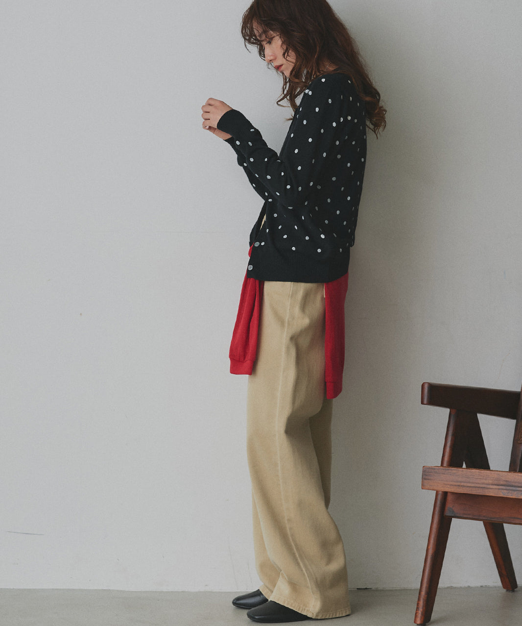 アドティエ ad thie 【2025AW新作】ポルカドットニットカーディガン （グレー） グレー