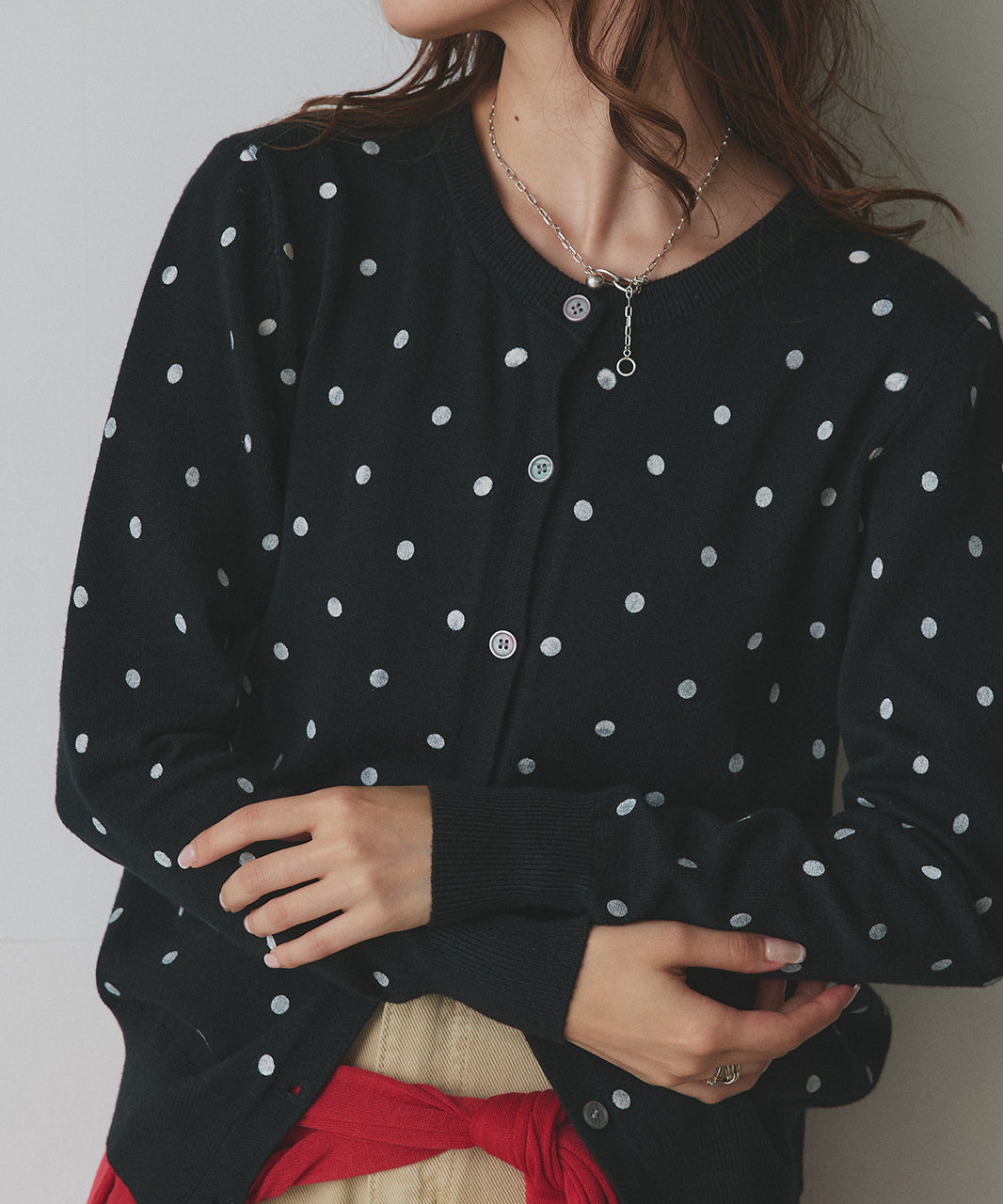 アドティエ ad thie 【2025AW新作】ポルカドットニットカーディガン （グレー） グレー